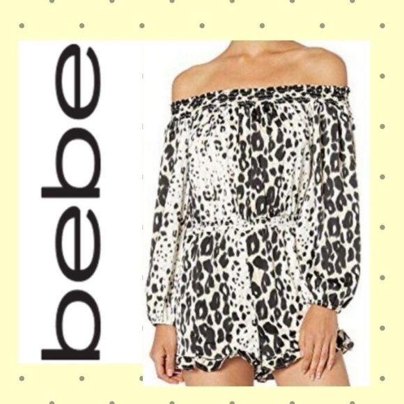 bebe Pants - Bebe Women's  Romper Off Shoulder  Long Sleeve L